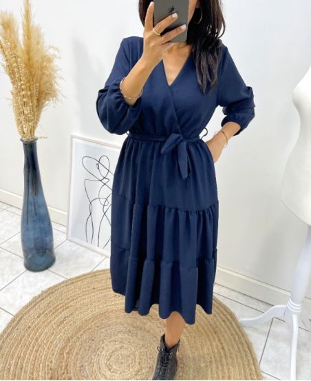 LONG SLEEVE DRESS AH259 NAVY BLUE