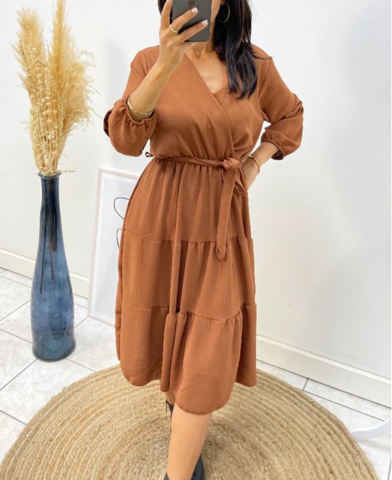 LONG SLEEVE DRESS AH259 CAMEL