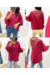 TOP OVERSIZE BACK LACE AH226 BURGUNDY