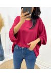 TOP OVERSIZE BACK LACE AH226 BURGUNDY
