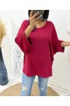 TOP OVERSIZE BACK LACE AH226 BURGUNDY