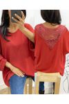 TOP OVERSIZE BACK LACE AH226 BRICK