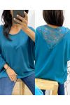 TOP OVERSIZE BACK LACE AH226 OIL BLUE