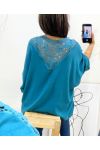 TOP OVERSIZE BACK LACE AH226 OIL BLUE