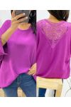 TOP OVERSIZE BACK LACE AH226 PRUNE