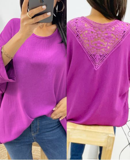 TOP OVERSIZE-RÜCKENSPITZE AH226 PRUNE