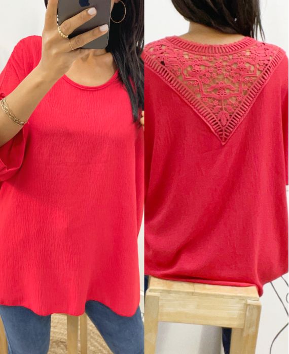 TOP OVERSIZE BACK LACE AH226 RED