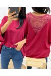 TOP OVERSIZE BACK LACE AH226 BURGUNDY