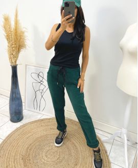 VELVET EFFECT TROUSERS AH162 GREEN