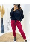 VELVET EFFECT PANTS AH162 BURGUNDY