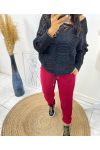 VELVET EFFECT PANTS AH162 BURGUNDY