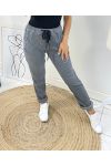 VELVET EFFECT TROUSERS AH162 GREY