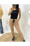 VELVET EFFECT PANTS AH162 BEIGE