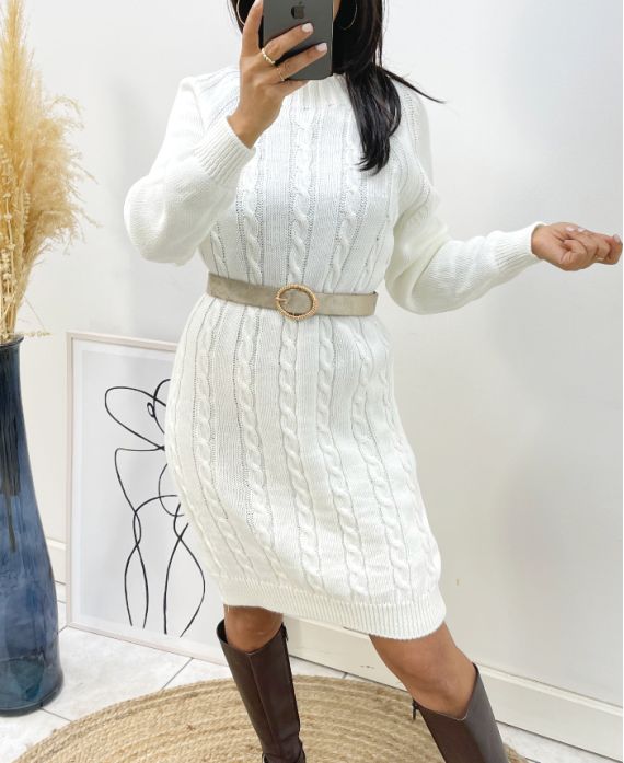 TWISTED MESH DRESS AH221 WHITE