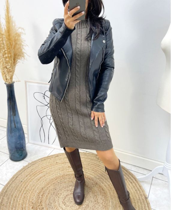TWISTED MESH DRESS AH221 CHOCO