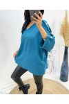 OVERSIZE TOP WITH FANCY BUTTON AH326 PETROLE BLUE