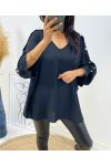 OVERSIZE TOP WITH FANCY BUTTON AH326 BLACK