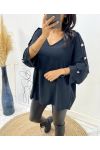 OVERSIZE TOP WITH FANCY BUTTON AH326 BLACK