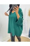OVERSIZE TOP WITH FANCY BUTTON AH326 EMERALD GREEN