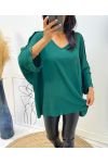 OVERSIZE TOP WITH FANCY BUTTON AH326 EMERALD GREEN
