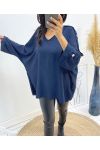 OVERSIZE TOP WITH FANCY BUTTON AH326 NAVY BLUE