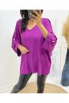 OVERSIZE TOP WITH FANCY BUTTON AH326 PURPLE