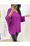 OVERSIZE TOP WITH FANCY BUTTON AH326 PURPLE
