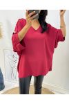 OVERSIZE TOP WITH FANCY BUTTON AH326 BURGUNDY