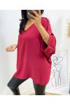 OVERSIZE TOP WITH FANCY BUTTON AH326 BURGUNDY