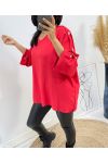 OVERSIZE TOP WITH FANCY BUTTON AH326 RED