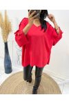 OVERSIZE TOP WITH FANCY BUTTON AH326 RED