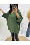 OVERSIZE TOP WITH FANCY BUTTON AH326 KAKI