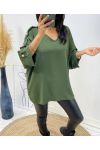 OVERSIZE TOP WITH FANCY BUTTON AH326 KAKI