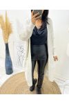 LONG VEST WITH FRINGED POCKETS AH215 BEIGE