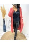 LONG VEST WITH FRINGED POCKETS AH215 PECHE