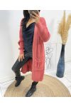 LONG VEST WITH FRINGED POCKETS AH215 PECHE
