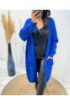 LONG VEST WITH FRINGED POCKETS AH215 ROYAL BLUE