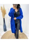 LONG VEST WITH FRINGED POCKETS AH215 ROYAL BLUE