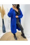 LONG VEST WITH FRINGED POCKETS AH215 ROYAL BLUE
