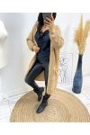 LONG WAISTCOAT WITH FRINGED POCKETS AH215 CAMEL
