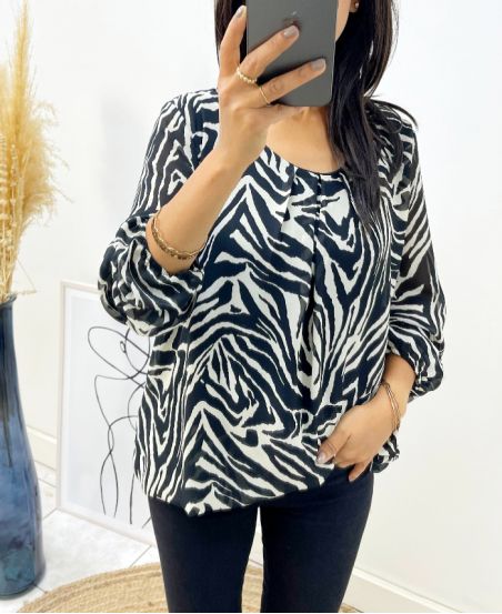 BLOUSE PRINTED ANIMAL BALL EFFECT AH218 ZEBRE