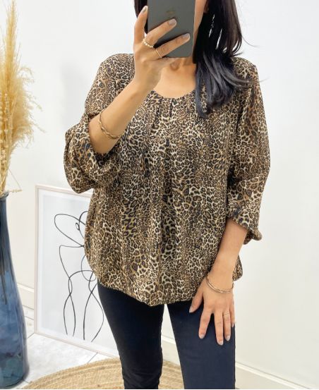 BLOUSE PRINTED ANIMAL BALL EFFECT AH218 I2