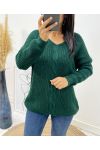 WOOL SWEATER V-NECK TWISTED AH192 GREEN