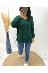 WOOL SWEATER V-NECK TWISTED AH192 GREEN
