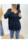 WOOL SWEATER V-NECK TWISTED AH192 BLACK
