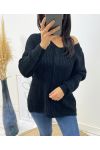 WOOL SWEATER V-NECK TWISTED AH192 BLACK