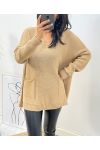WOOL SWEATER 2 POUCHES AH179 CAMEL