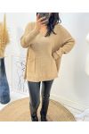 WOOL SWEATER 2 POUCHES AH179 CAMEL