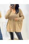 WOOL SWEATER 2 POUCHES AH179 CAMEL