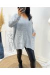 WOOL SWEATER 2 POUCHES AH179 GREY